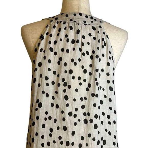 Terzo Millennio Linen Polka Dot Dress Black Off-White/Cream‎ NWT 14/Large #2716 - Picture 7 of 13
